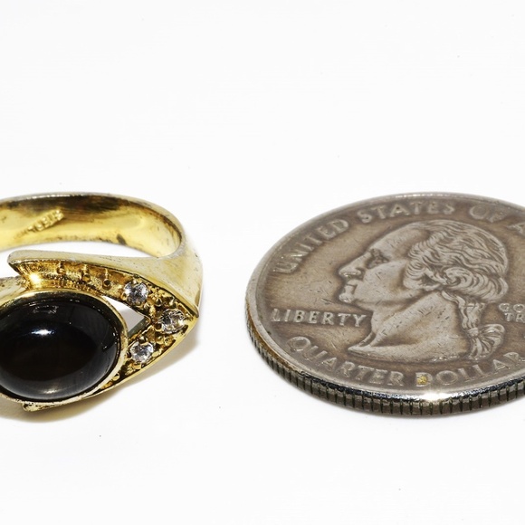 $395 .925 Sterling Silver 2.97CT Natural Black Star Sapphire & White Topaz Ring - Picture 7 of 7